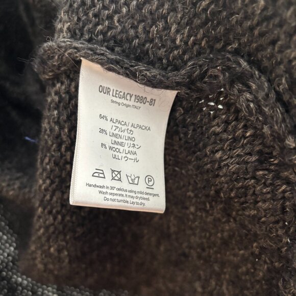 Our Legacy Grey High Neck Alpaca Linen Wool Chunky Knit Cardigan 40 M- L - Picture 10 of 13